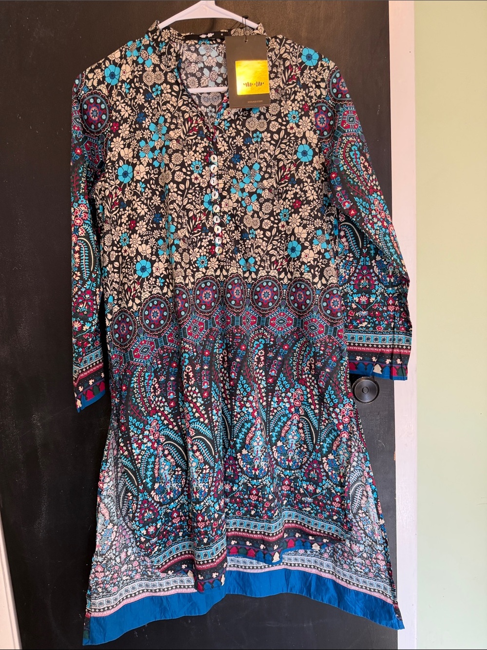 NWT Khaadi Pret Digital Print Cotton Kurti Tunic Top - Size 8